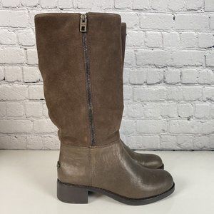 Coach Bailey Safari Knee High Leather Boot Chestnut Brown Shearling Women's 8